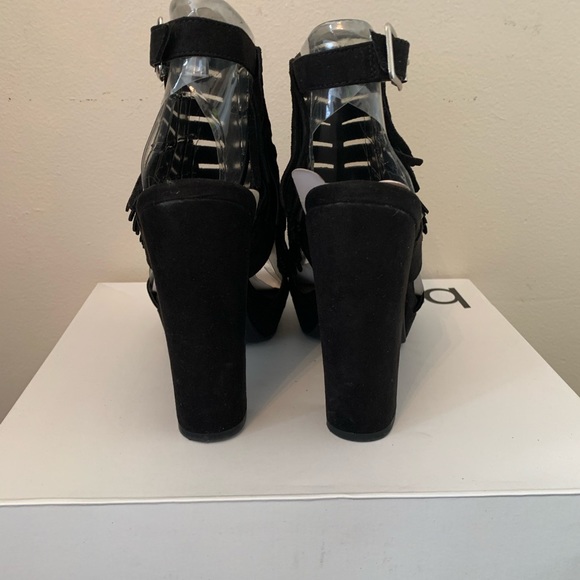 Suede Fringe Platform Sandals - Picture 4 of 4